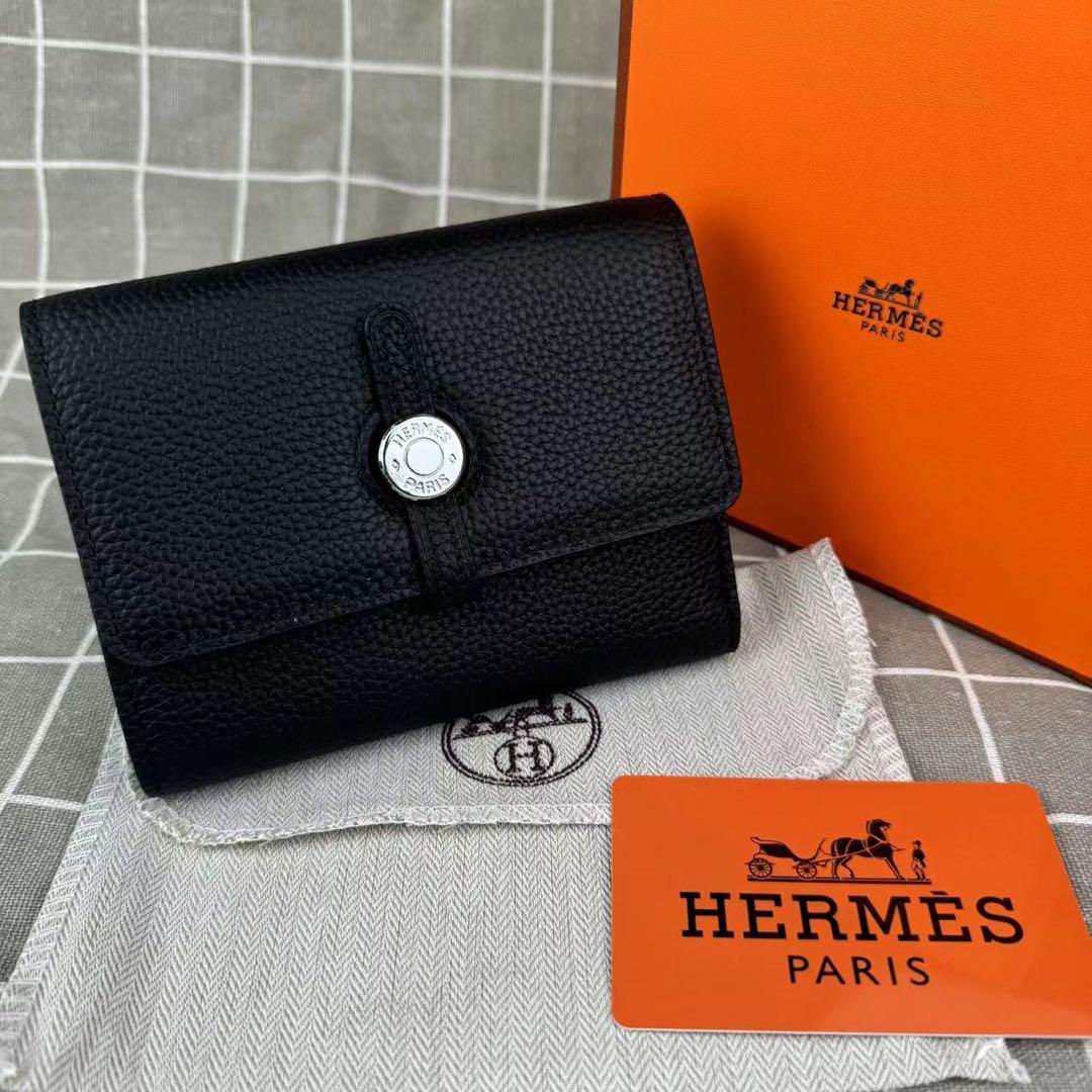 HERMES ノベルティ エルメス 財布 三つ折り財布 ブラック
