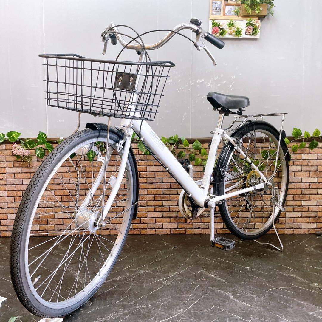 【76】一般車 ママチャリ ホワイト 26インチ 外装変速付き