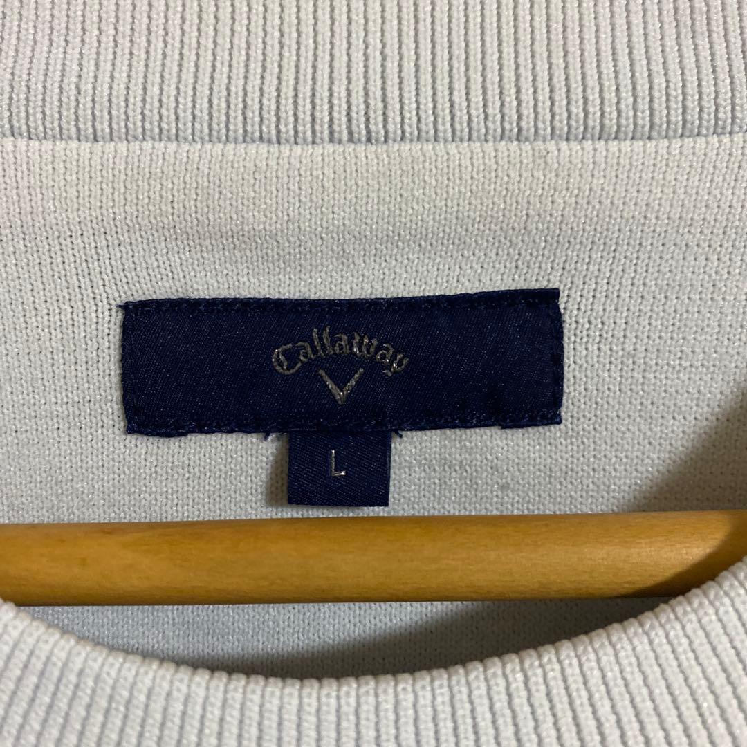 キャロウェイ　ロゴパターンニットセーター ネイビー/ホワイト　L 石川遼タイプ