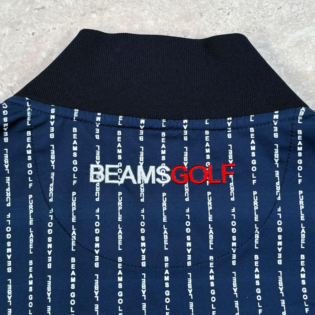 【ビームスゴルフ】ジャケット　ブルゾン　ネイビー　ロゴ総柄　L　ダブルジップ